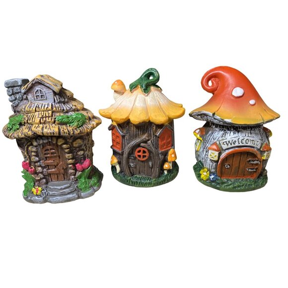 Miniature Fairy Garden Gnome Houses Set of 3 - Picture 1 of 12